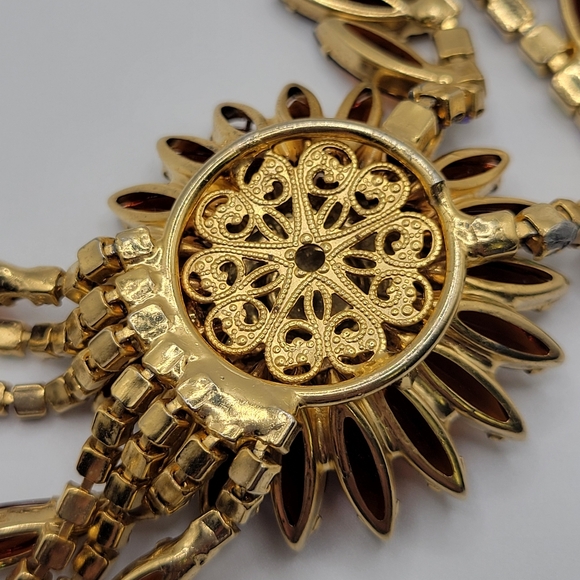 VTG Juliana Necklace | Amber/Topaz & AB Rhinestones | Verified | *AS IS* - Picture 7 of 12